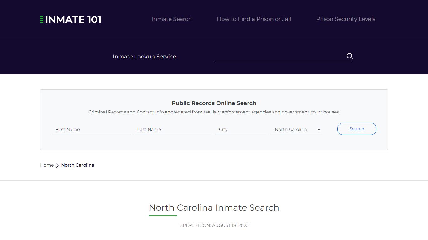 North Carolina Inmate Search – North Carolina Department of Public ...